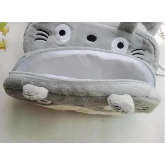 trousse stylo mon voisin totoro pochette peluche grise fourniture scolaire manga ours rangement pinceau maquillage école-1