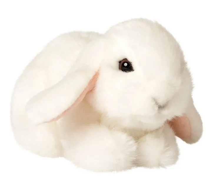 Peluche Uni-toys - HW-79026 - Lapin belier Blanc, couche - 18 cm (Longueur) - Lievre, Animal de la foret - Peluche, Doudou-0