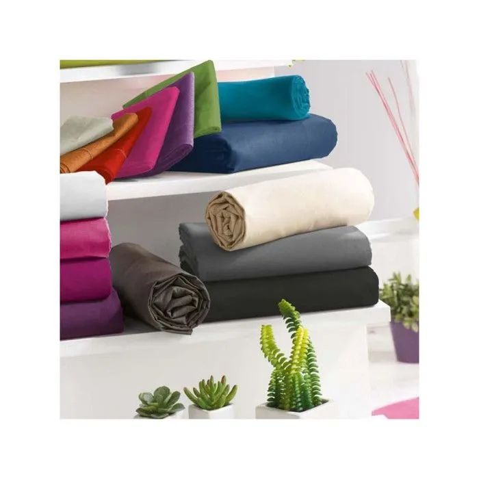 Drap housse Noir 90 x 190 cm / 100% coton / 57 fils/cm²-1