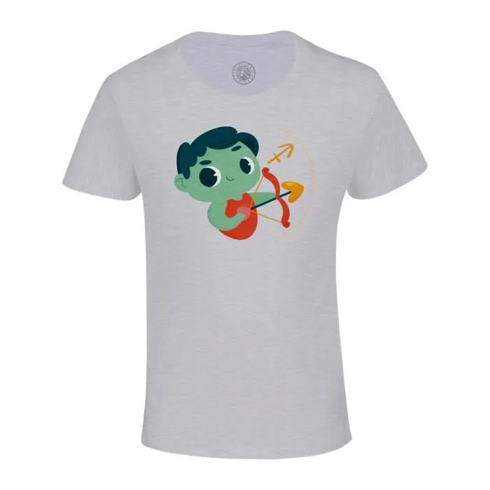 T-shirt Enfant Gris Sagittaire Signe astrologie Zodiaque Dessin Symbole Illustration-0