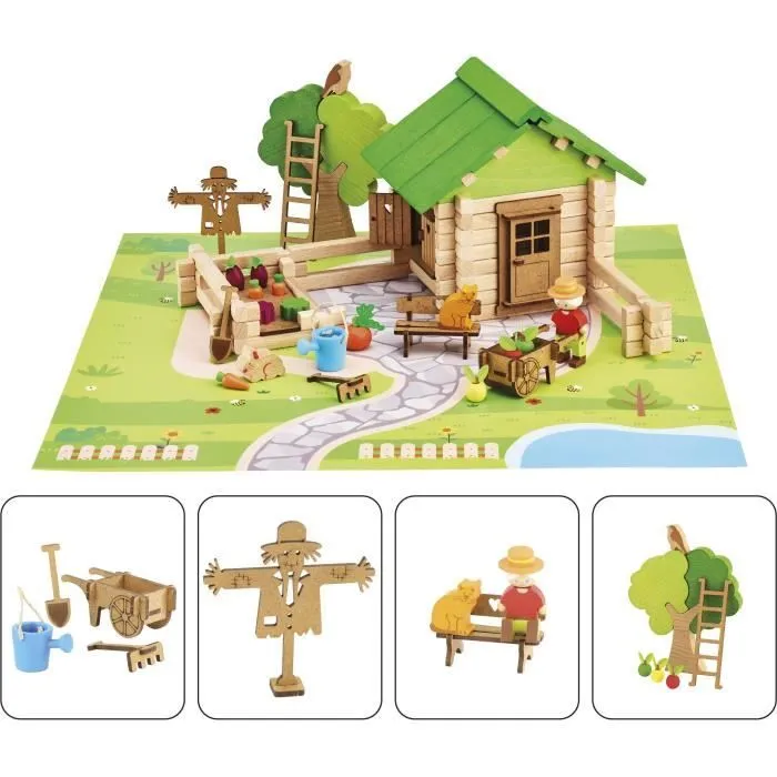 Jeu de Construction Maison et Jardin - JEUJURA - Bois Naturel - 135 Pièces-2