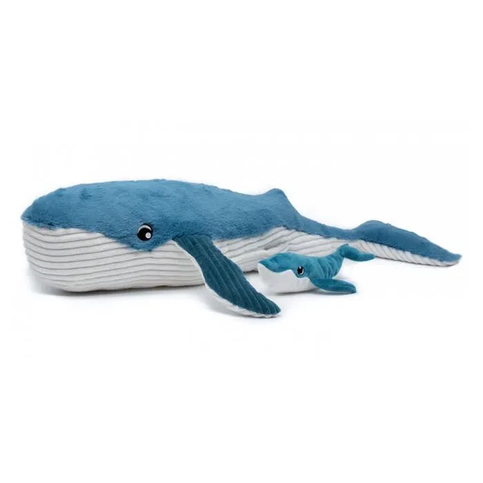 Les Déglingos - Peluche Ptipotos Baleine maman bébé bleue - GLOBE TROTOYS-1