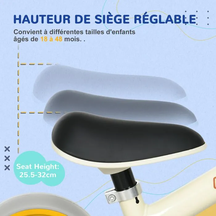 Draisienne enfant selle réglable roues EVA charge max. reco. 25 Kg acier crème-4