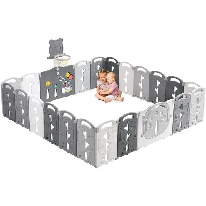 Parc Bébé 20+2 Panneaux ,Barrière de Sécurité Portail Parc XXL, Parc Bébé en Plastique Ecologiques, Adapté aux Enfants de 0 à 6 Ans-0