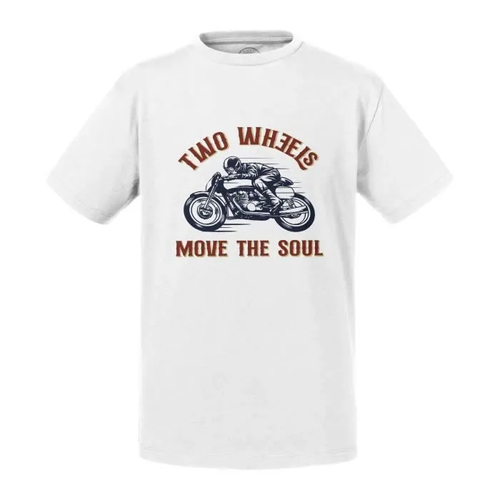 T-shirt Enfant Blanc Two Wheels Move the Soul Moto Motard Cafe Racer-0