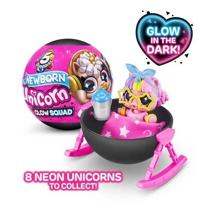 Poupee 5 surprise - 77339 - Series 6 Newborn Unicorn Glow Squad (5 Pack) Capsule mystere a Collectionner,-1