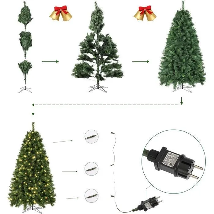 SALCAR Sapin de Noël Artificiel Lumineux 210cm, Arbre de Noel avec 380 LED, 868 Pointes de Branche, Assemblage Rapide-3