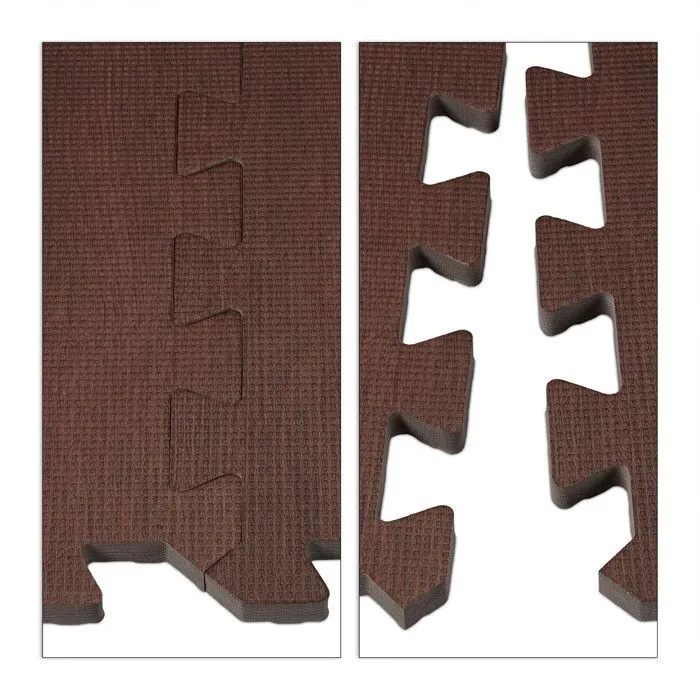 Relaxdays Tapis protection sol 9, puzzle  sport et appareils  fitness,tissu EVA, sans BPA, effet optique bois, marron-5