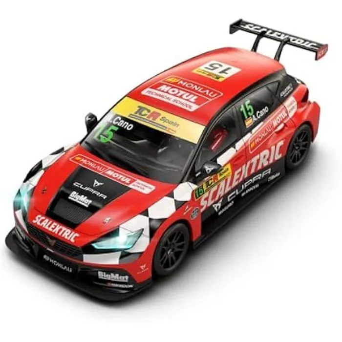 Scalextric Voiture de course originale - Voiture Slot échelle 1:32 (Cupra Leon Compétition - Monlau)-0