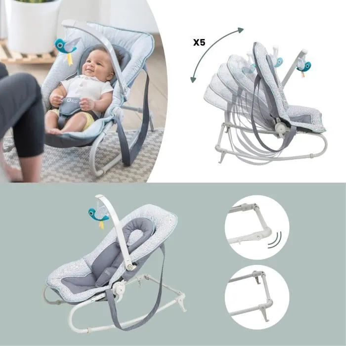 Babymoov Transat pour bébé Graphik Bleu et gris-3