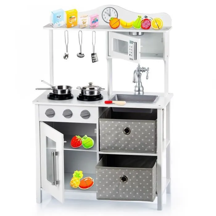 Kinderplay Grande Cuisine Enfant en Bois - pour Enfants, et Son Ensemble de Jouets, Accessoires, Cuisine en Bois Enfant Vintage-2
