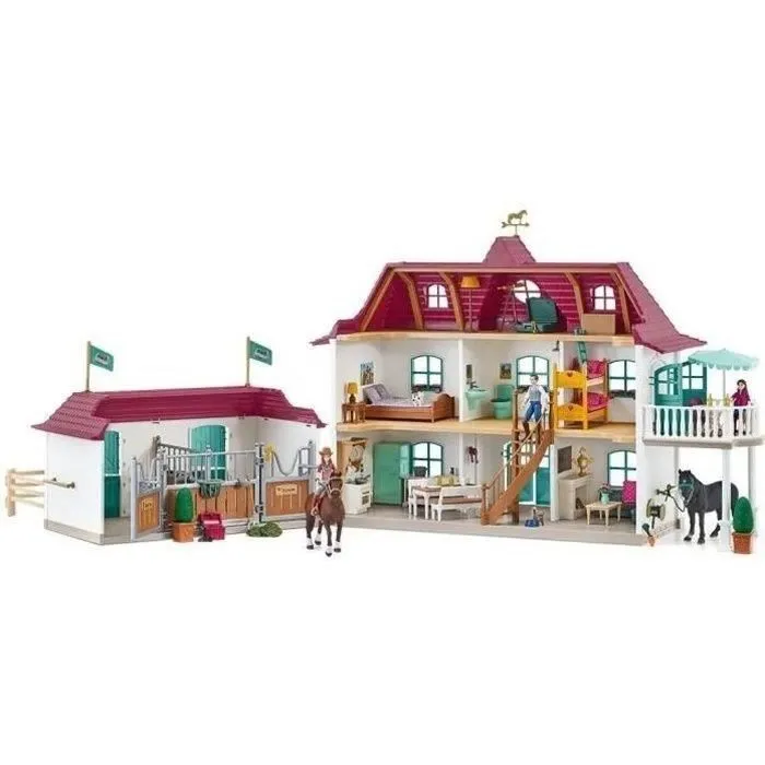 Grand Centre Équestre de Lakeside pour chevaux schleich, Coffret figurines schleich avec 192 éléments inclus dont 2 chevaux, Écurie-2