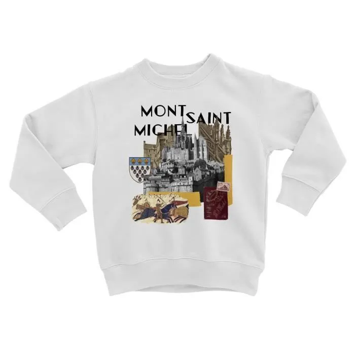 Sweatshirt Enfant Mont Saint Michel Collage Normandie Village Tourisme-0