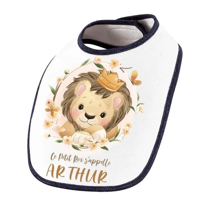 Bavoir Arthur bébé Lion Roi | Cadeau Naissance Baby Shower Noël Anniversaire Enfant Nourrisson-0