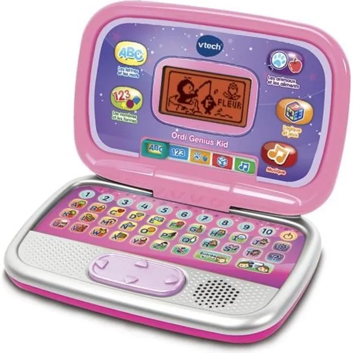 Ordinateur Interactif Enfant - VTECH - Ordi Genius Kid - Rose - 20 activités - Personnalisable-0