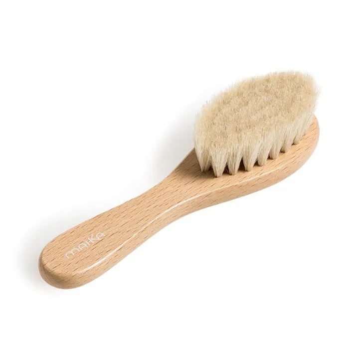 MAÏKA Brosse bébé douceur en poils naturels, soie de chèvre, bois de hêtre-0