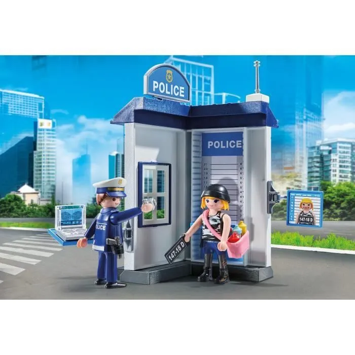 PLAYMOBIL 71733 Salle d'interrogatoire police, relevé d'empreintes, Action Heroes, Les policiers, 38 pièces, Dès 4 ans-1