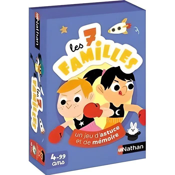 Jeu de cartes enfant - NATHAN - Jeu des 7 familles - Bleu - 2 joueurs ou plus - 10 min-0