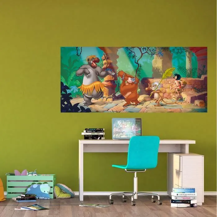Poster géant Le Livre de la Jungle Disney - Marron - Vert - Papier - Rectangulaire - L202 x H90 cm-1