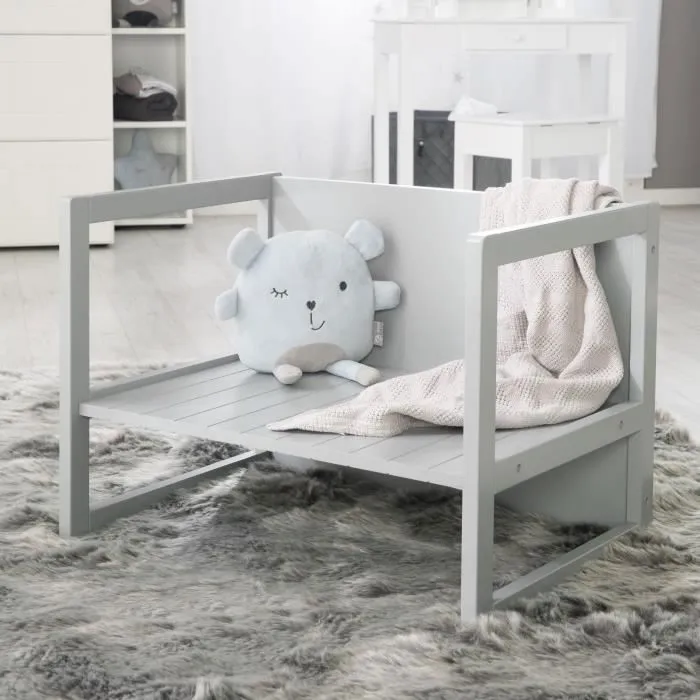 ROBA Banquette Enfant Réglable à 2 Hauteurs d'Assise - Convertible en Table - Style Campagne - Gris-1