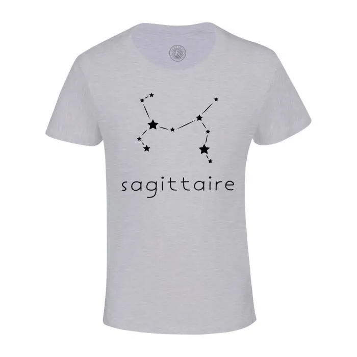 T-shirt Enfant Gris Sagittaire Etoile Signe Astrologie Constellation Minimaliste-0