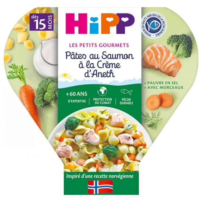 HiPP Les Petits Gourmets Pâtes au Saumon à la Crème d'Aneth dès 15 Mois 250 g-0