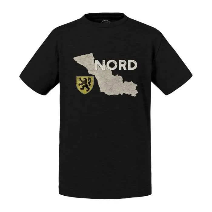 T-shirt Enfant Noir Nord 59 Departement Ch'ti Lille Carte Ancienne-0