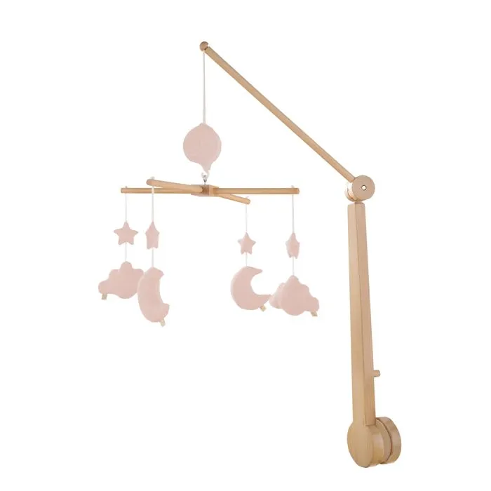 Mobile musical bébé en bois avec 4 jouets - UNI PETALE-0