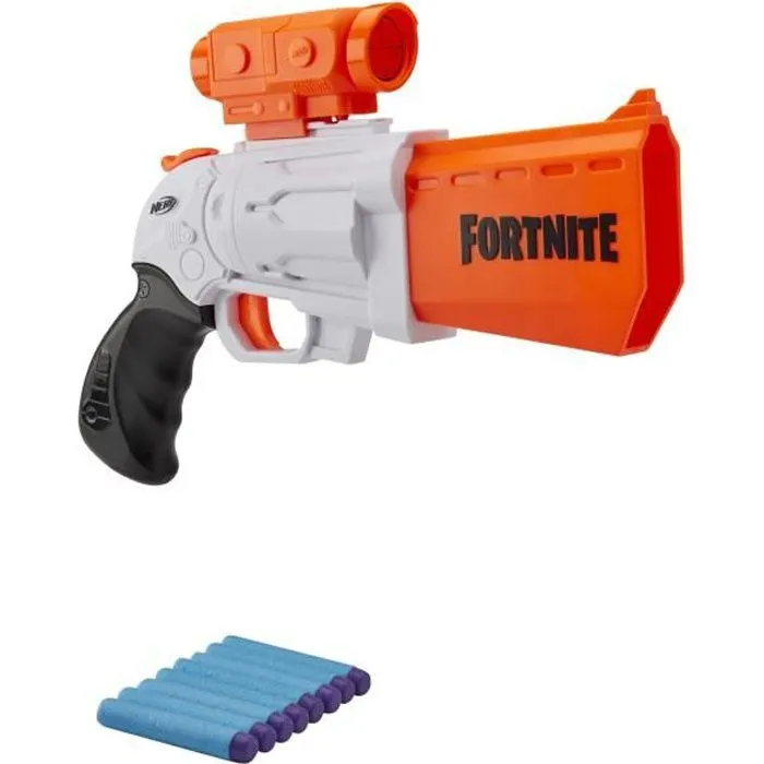 NERF - Fortnite - Blaster SR 4 fléchettes avec percuteur et viseur amovible - inclut 8 fléchettes NERF - Elite officielles-0