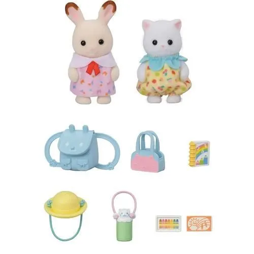 Le duo des bébés en promenade - SYLVANIAN FAMILIES - 5747 - Lapin Chocolat et Chat Persan avec accessoires-2