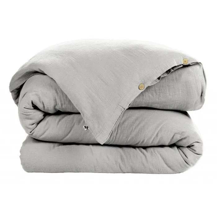 Pack housse de couette "Gaïa" "Gaze de Coton" - Gaïa Nuage - Pack 3 Pièces pour lit 90 x 190 cm (1 Housse de couette 140 x 200 + 1-2