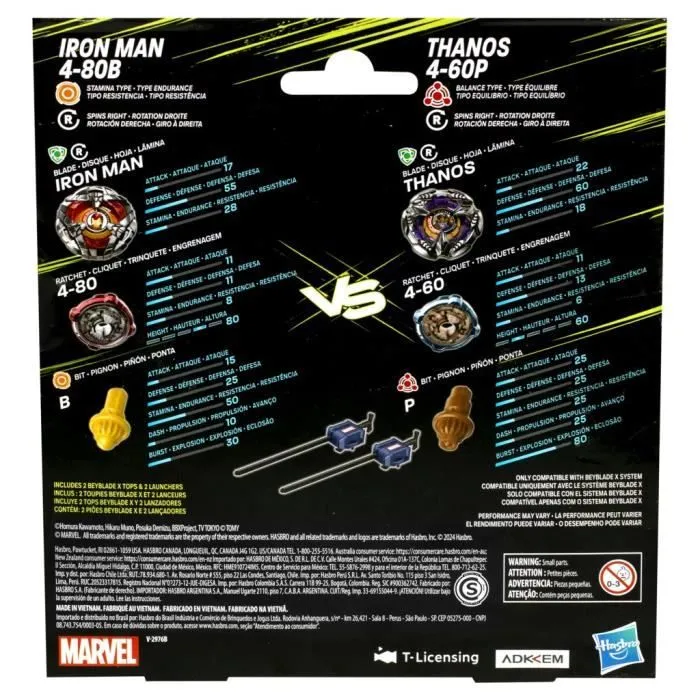 Beyblade X Multipack Toupie Iron Man 4-80B vs. Thanos 4-60B, Marvel , Dès 8 ans-3