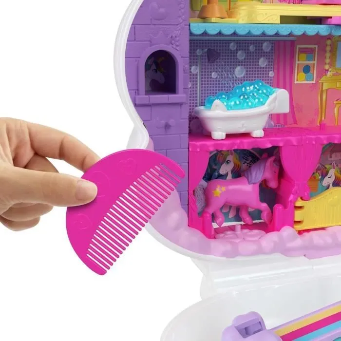 Polly Pocket-Licorne Arc-en-ciel-Coffret 2 poupées et tête à coiffer HYD97-4