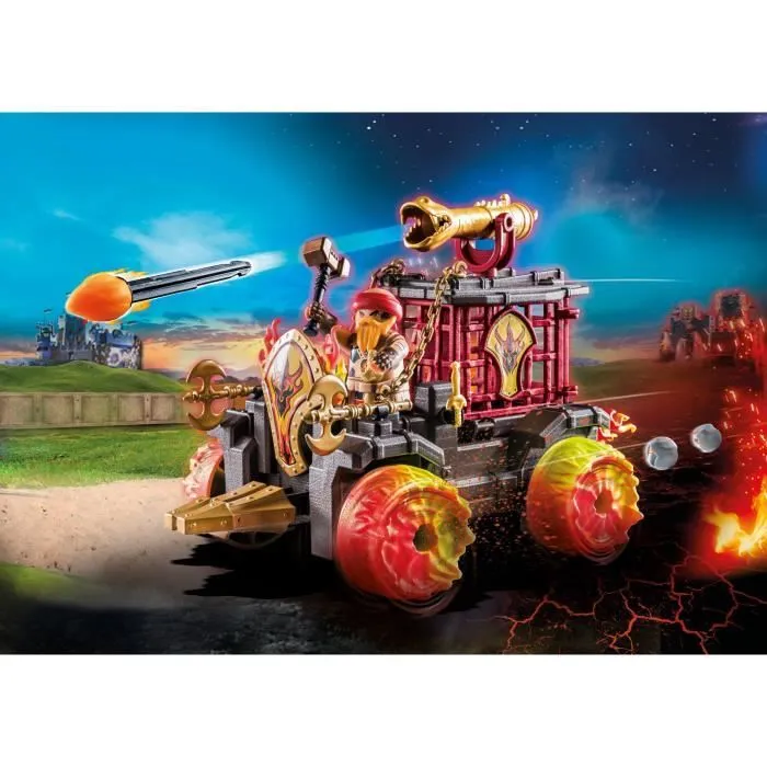 PLAYMOBIL 71299 Chariot de combat enflammé des Burnham Raiders- Affrontez les ennemis avec le chariot, son canon et siège éjectable-2