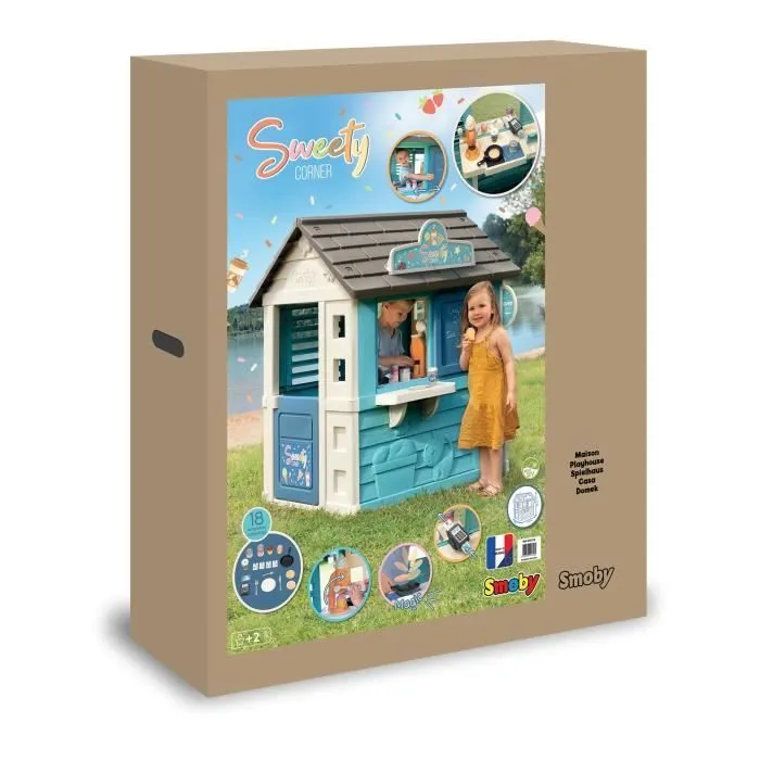 Maison Sweety Corner - SMOBY - Comptoir et espace de préparation - Machine à glaces - 18 accessoires inclus - Fabriqué en France-6