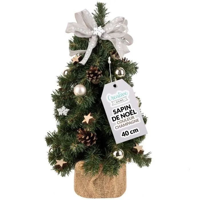 Creative Home Mini Sapin de Noel Artificiel Champagne 40cm - Décoration Noel Bureau - Sapin Artificiel - Sapin de Noël Artificiel-0