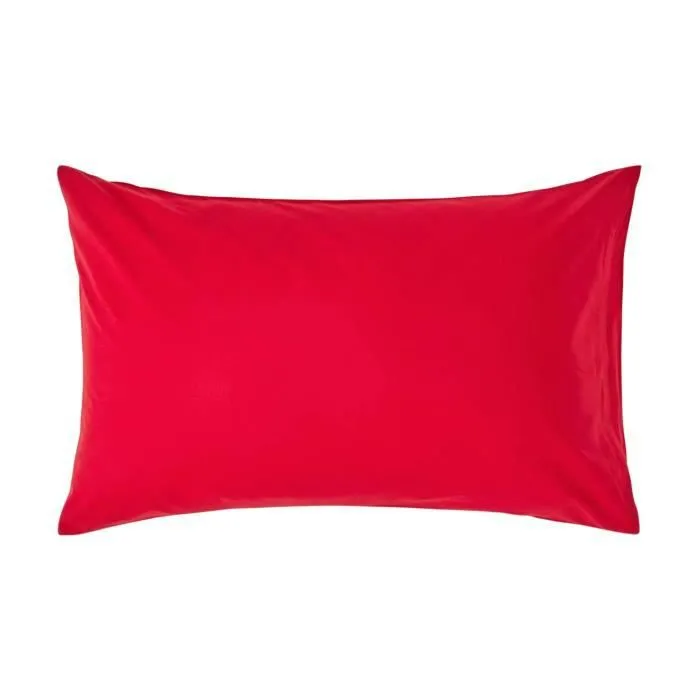 Taie d'oreiller - Coton Égyptien - Rouge - 200 fils - Satin de coton - Hypoallergénique-0