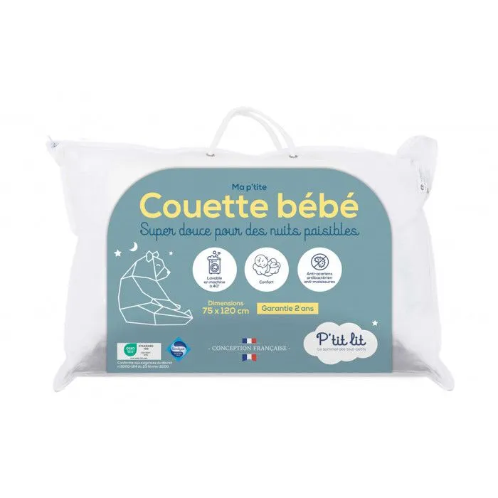 P'tit lit - Couette Bébé | Couette Enfant 75x120 cm - Couette 220gr/m2 - Anti Acariens, bactériens - Oeko Tex®- Conception Française-0