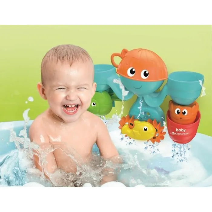 Jouet bain bébé - Clementoni - Mon centre d'activités aquatiques - Pieuvre et animaux activés par l'eau-1