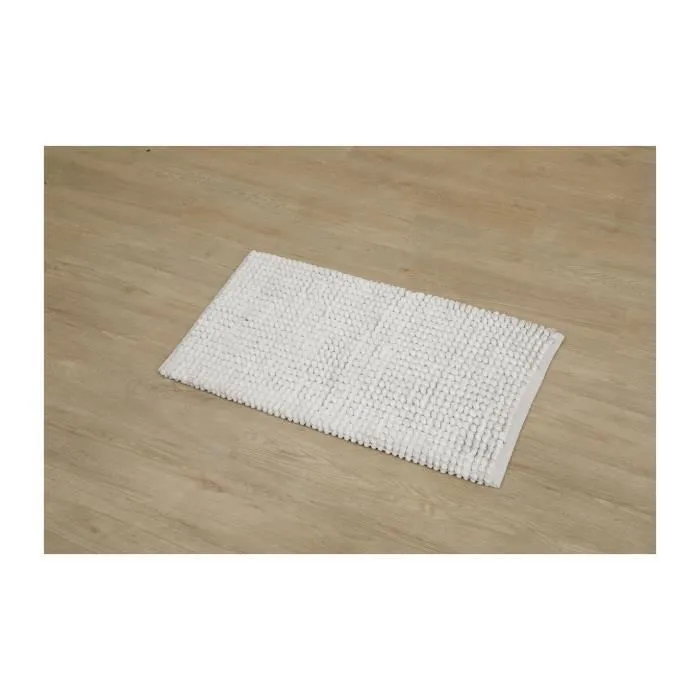 TENDANCE - Tapis de salle de bain Blanc en Polycoton Boules 50 x 90 cm-1