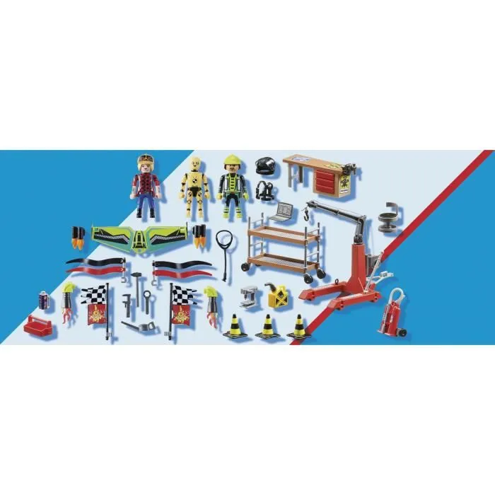 PLAYMOBIL - 70834 - Atelier de réparation Air Stuntshow avec grue mobile-3