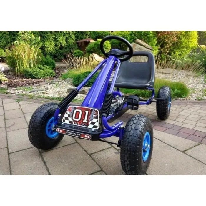 Go-Cart Race Blue- Pumped Wheels With Hand Break-3