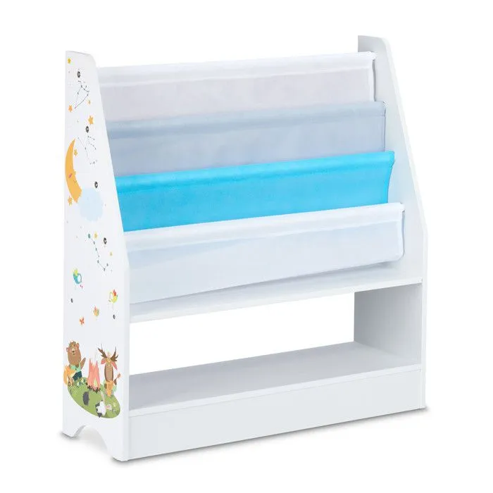 Relaxdays Etagère enfants, motif animaux, 2 boîtes, 2 compartiments, rangement jouets, bibliothèque 74x71x23 , coloré-5