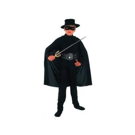 Déguisement Zorro enfant 4-6 ans - Licence Zorro - Costume justicier noir pour garçon-0