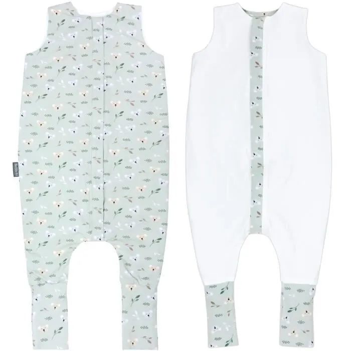 Bellochi Unisexe Pyjama Bebe - Double-face Body Bebe - Combinaison Bebe 3 à 4 ans - Vetement Bebe Gris Fleurs „Toute l'année”-0