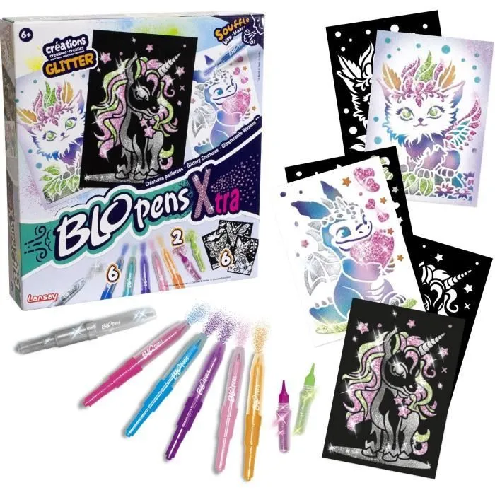 Blopens - LANSAY - Créatures pailletées - 6 pochoirs - Dès 6 ans-1
