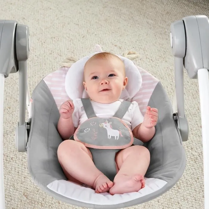 INGENUITY Transat bébé balancelle électrique pliable - Flora - Arche, jouets amovible, réglages balancement, minuterie, inclinaison-7