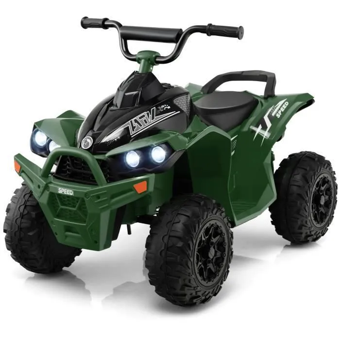 COSTWAY Quad Electrique pour Enfants 12V7Ah, LED, Musique, Klaxon, Roues Larges, pour Enfants 3 à 8 ans, 96 x 58 x 70 cm, Vert-0