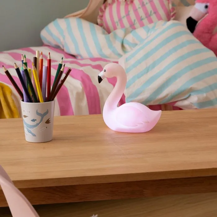 Veilleuse enfant à pile flamant rose "Amel" rose H14,5cm - Atmosphera createur d'interieur - Rose-4
