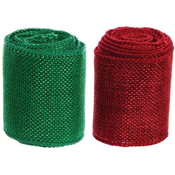 Baker ross - FX347 - Rouleau Toile de Jute de Noel - Lot de 2, Rouleau Ruban Noel ()-1